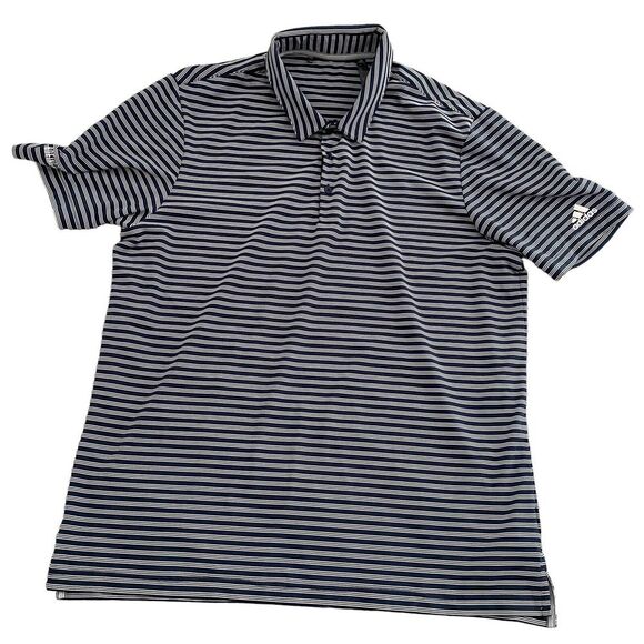 Adidas Golf Shirt Mens‎ L Blue White Striped Ultimate 365 Performance Polo - Picture 2 of 10